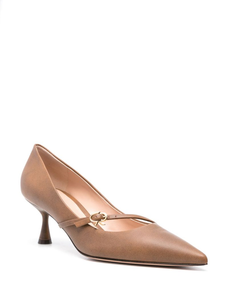 Brown 55 Leather Pointed Pumps