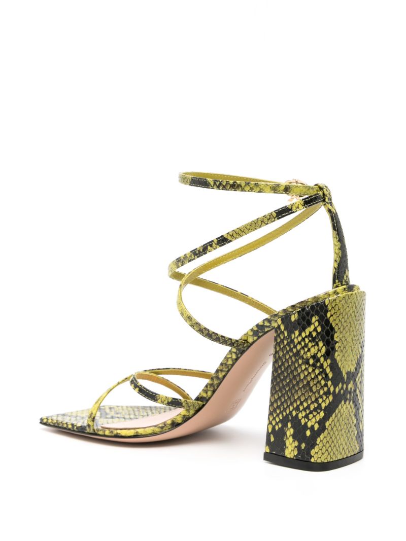 Green 95mm Snake-effect Sandals