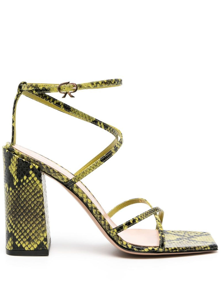 Green 95mm Snake-effect Sandals