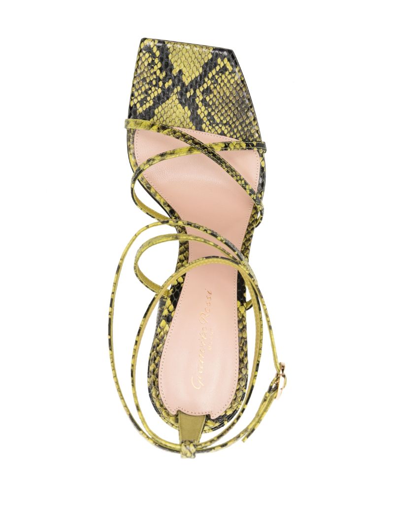 Green 95mm Snake-effect Sandals