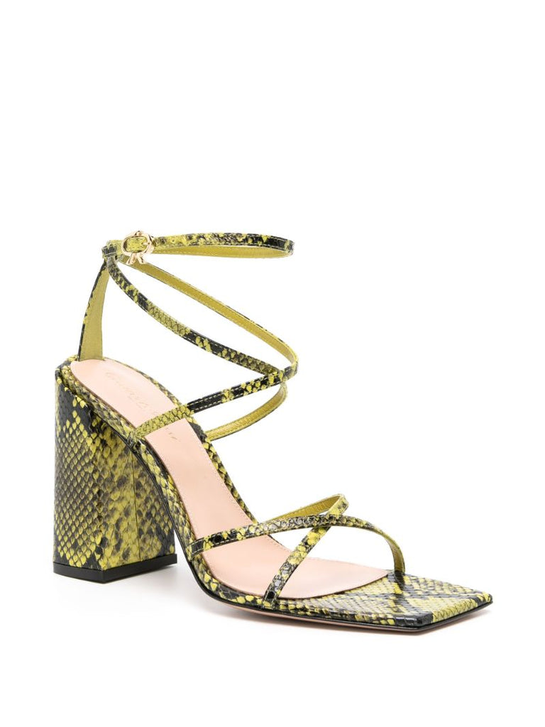 Green 95mm Snake-effect Sandals