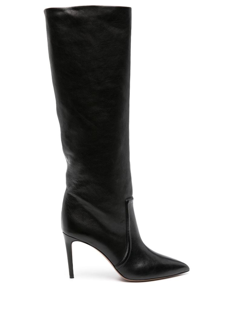 Black Stiletto 85 Leather Boots