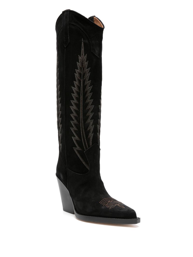 Black El Dorado 100 Embroidered Suede Boots