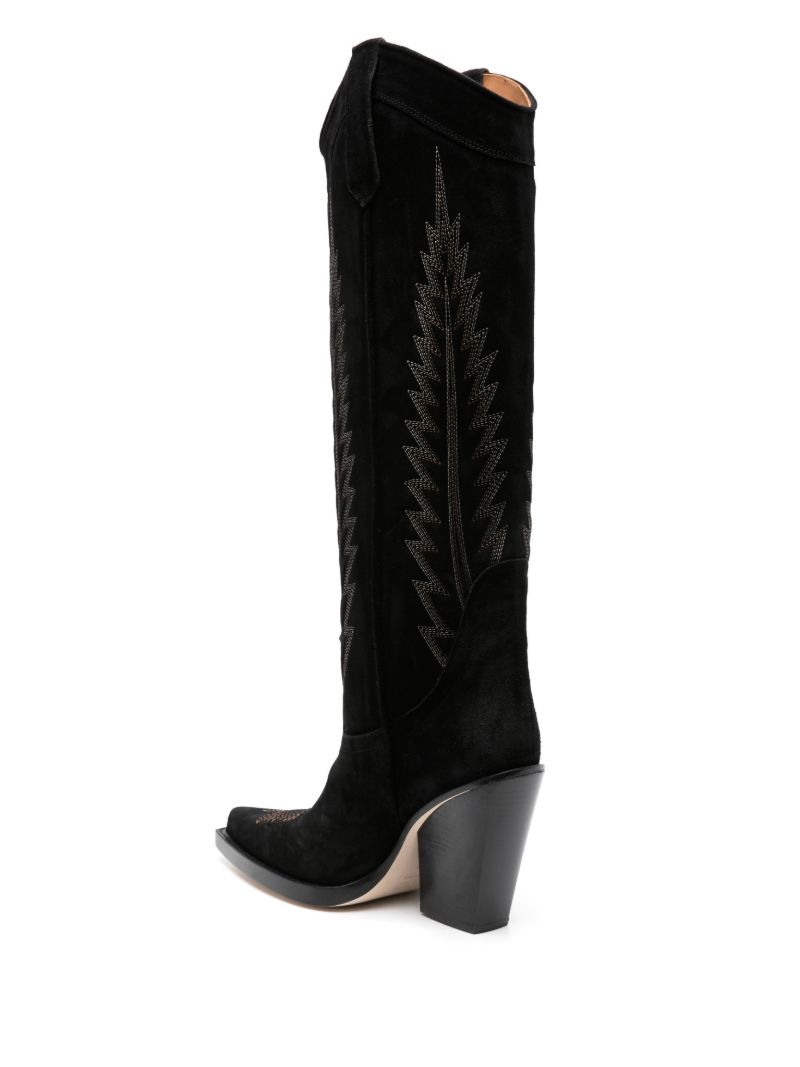 Black El Dorado 100 Embroidered Suede Boots