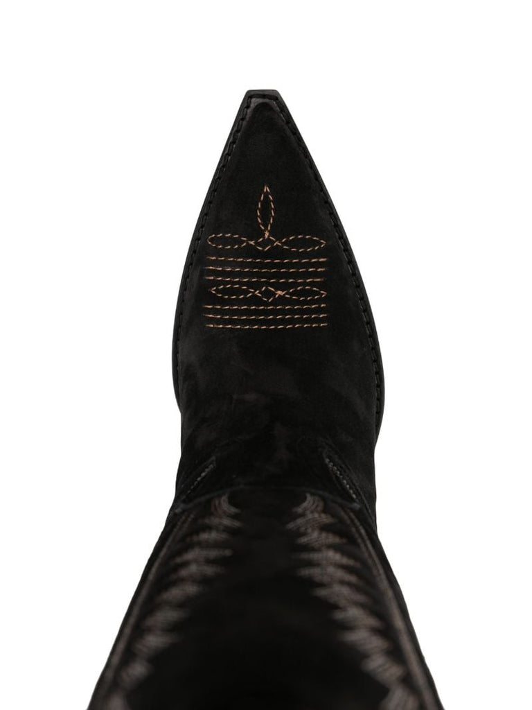 Black El Dorado 100 Embroidered Suede Boots