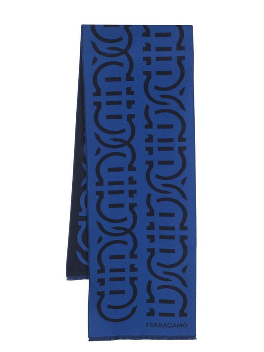 Blue Gancini-jacquard Wool Scarf