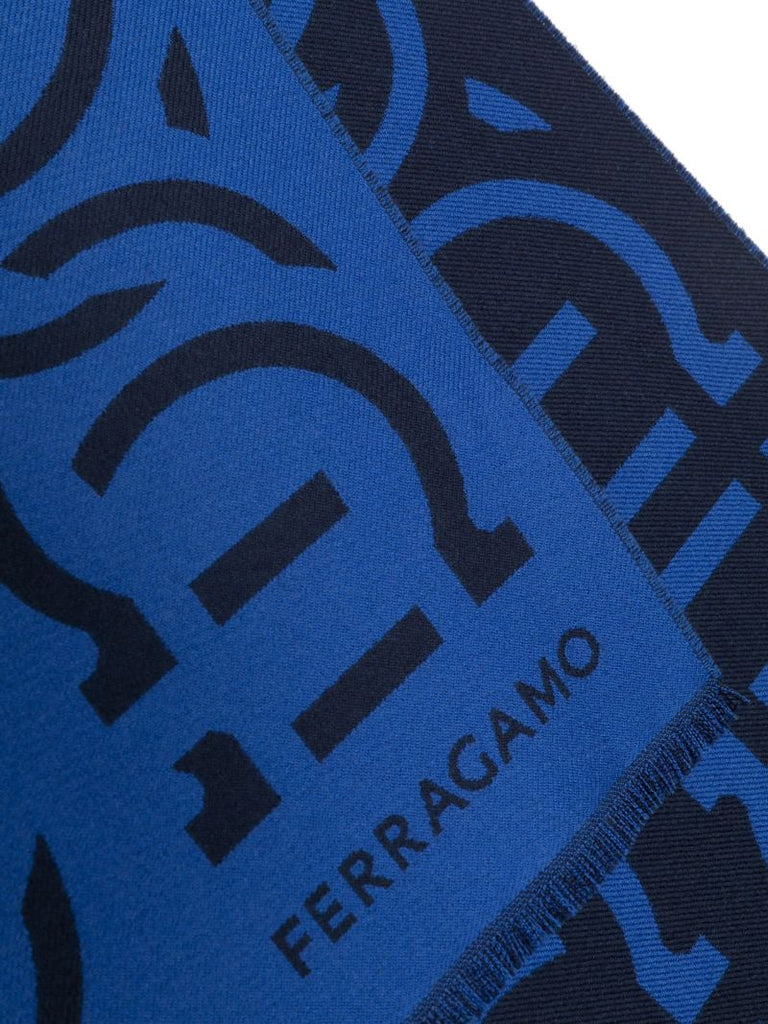 Blue Gancini-jacquard Wool Scarf
