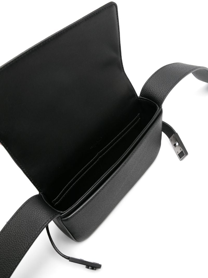 Black Gancini Leather Messenger Bag