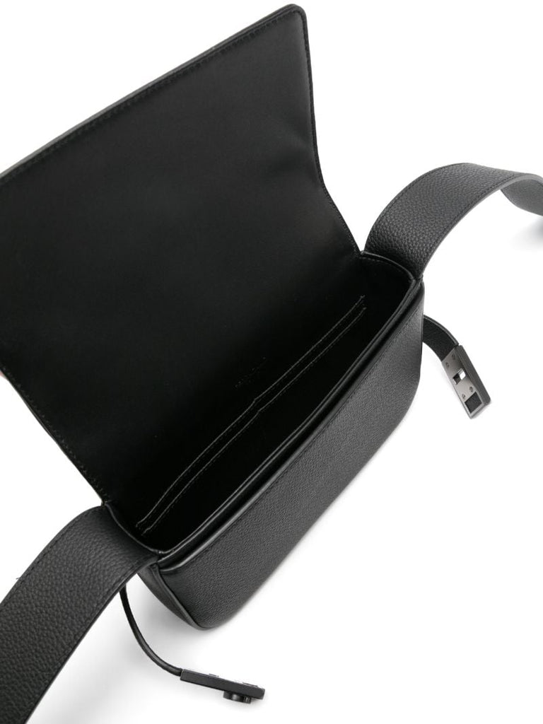 Black Gancini Leather Messenger Bag