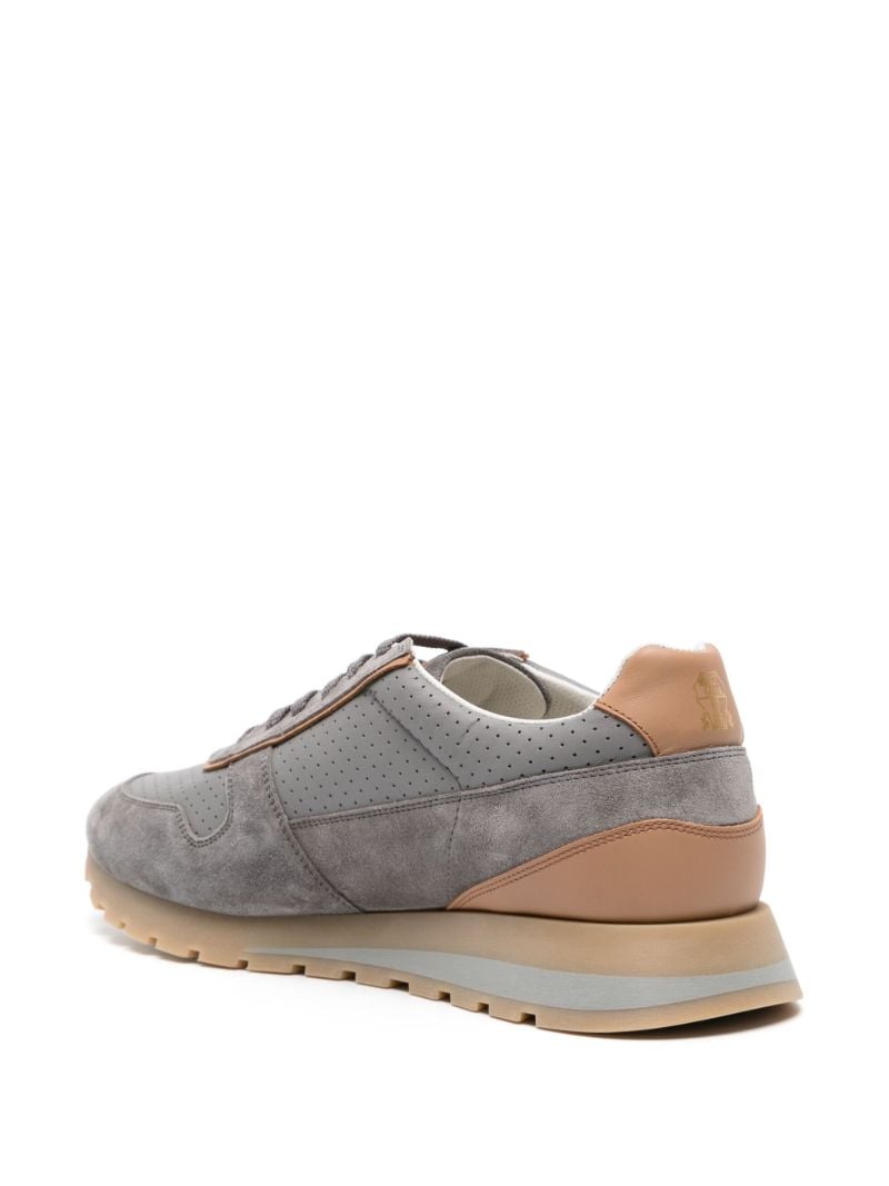 Grey Perforated Suede Sneakers