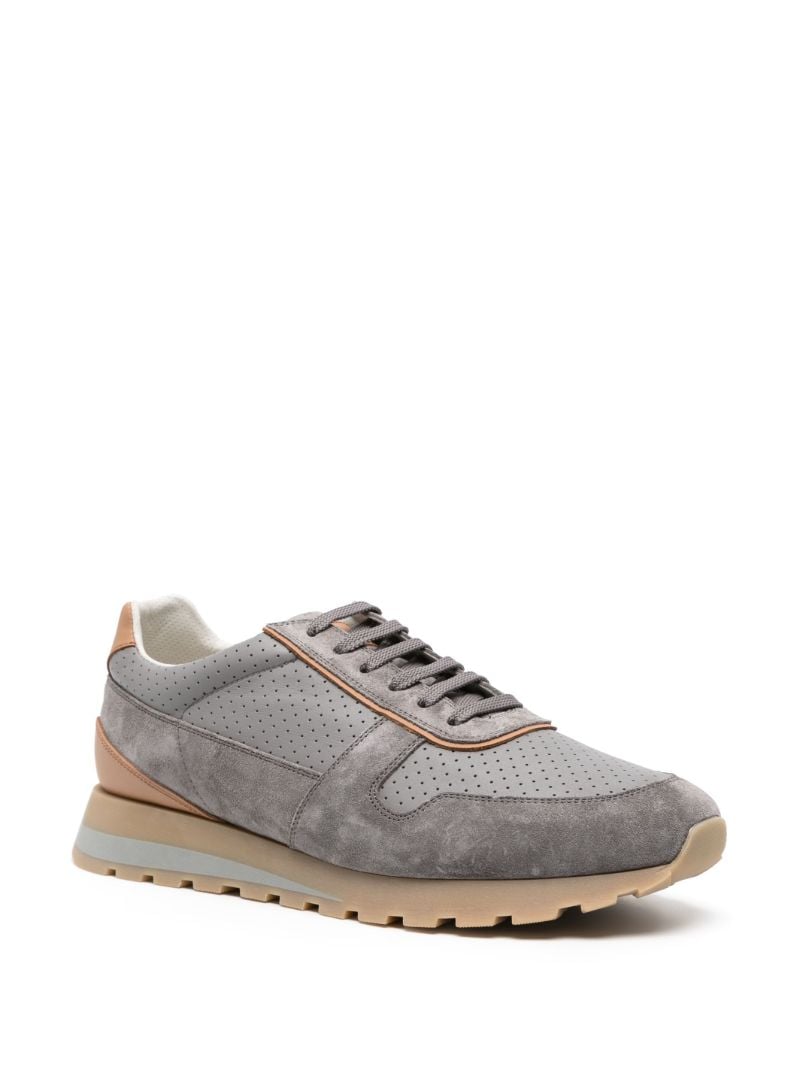 Grey Perforated Suede Sneakers