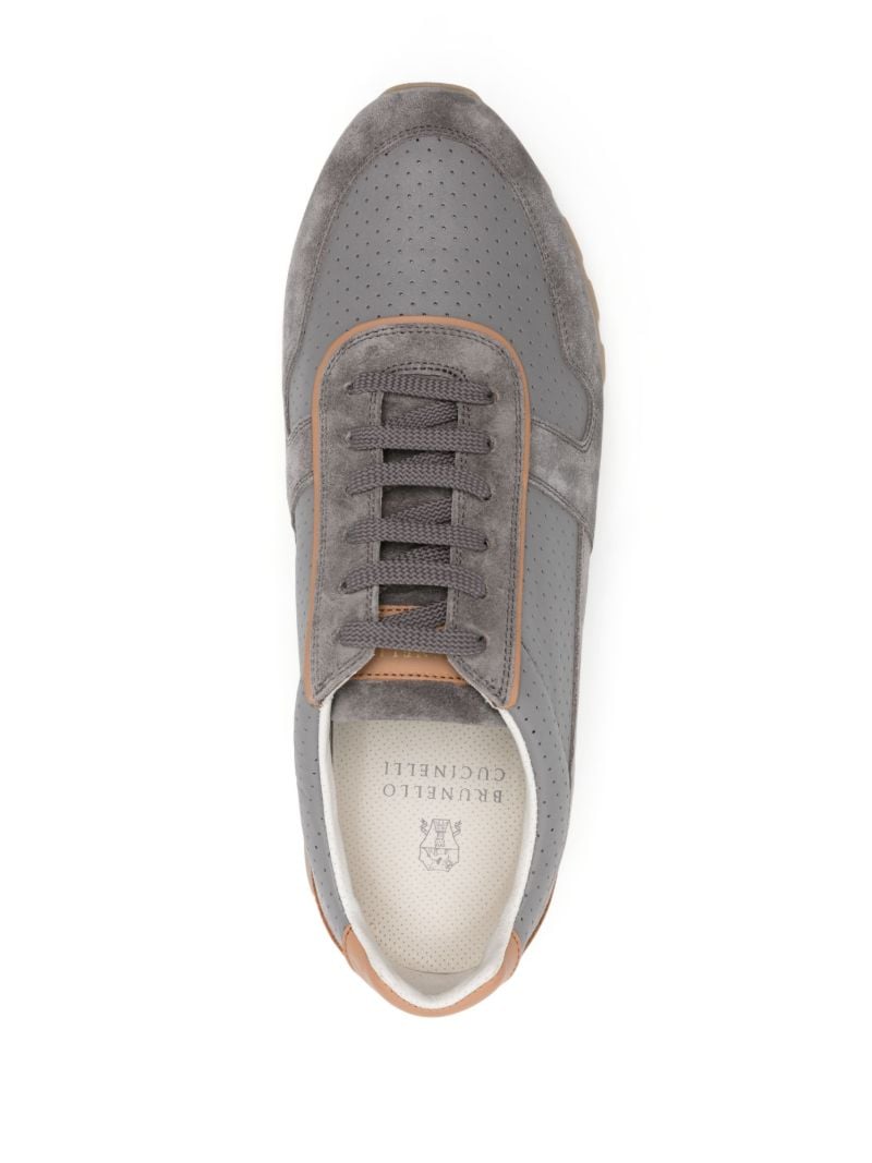 Grey Perforated Suede Sneakers