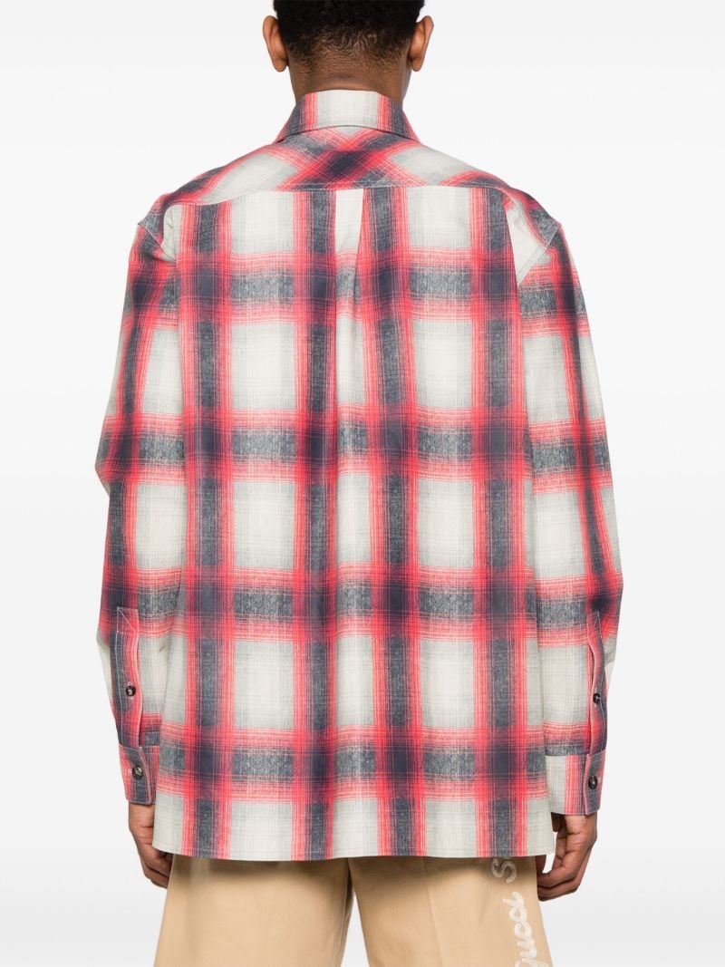 Grey Plaid-check Leather Shirt