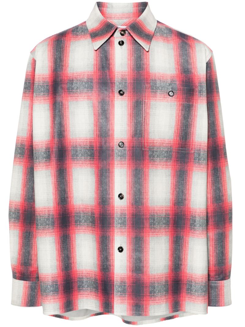Grey Plaid-check Leather Shirt