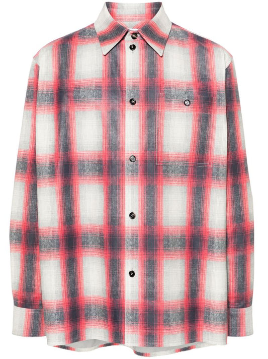 Grey Plaid-check Leather Shirt
