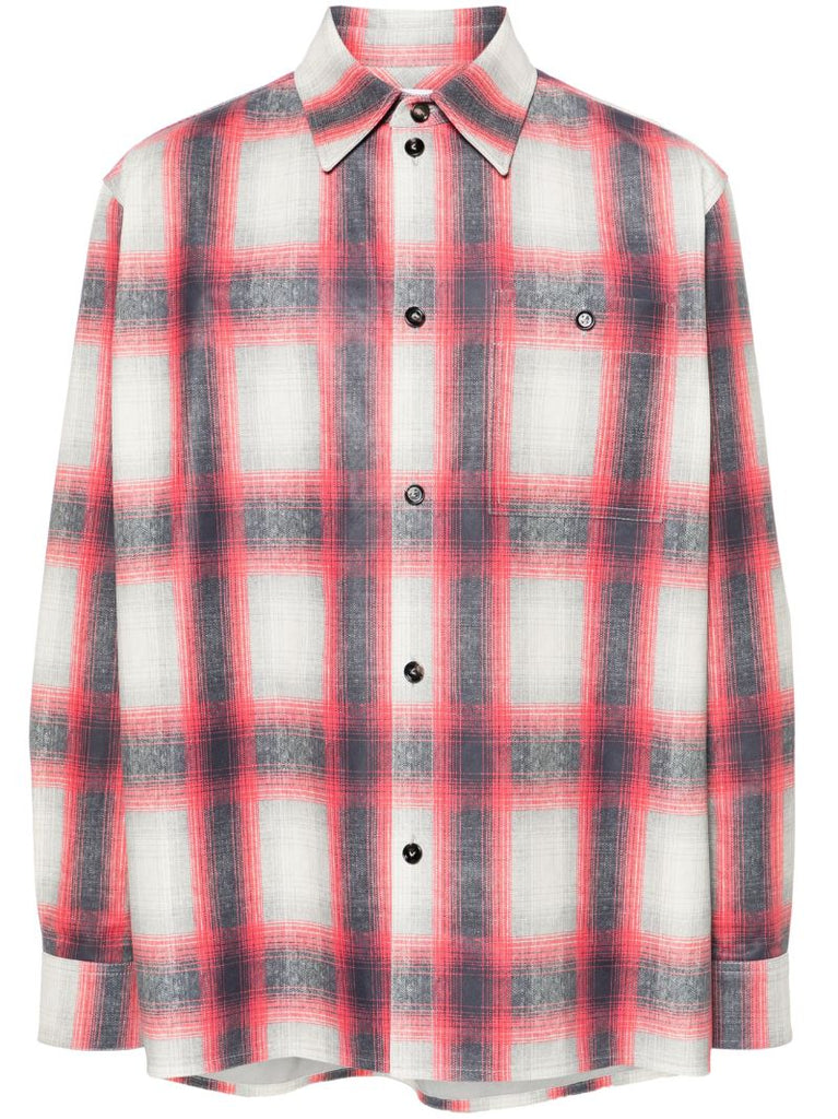 Grey Plaid-check Leather Shirt