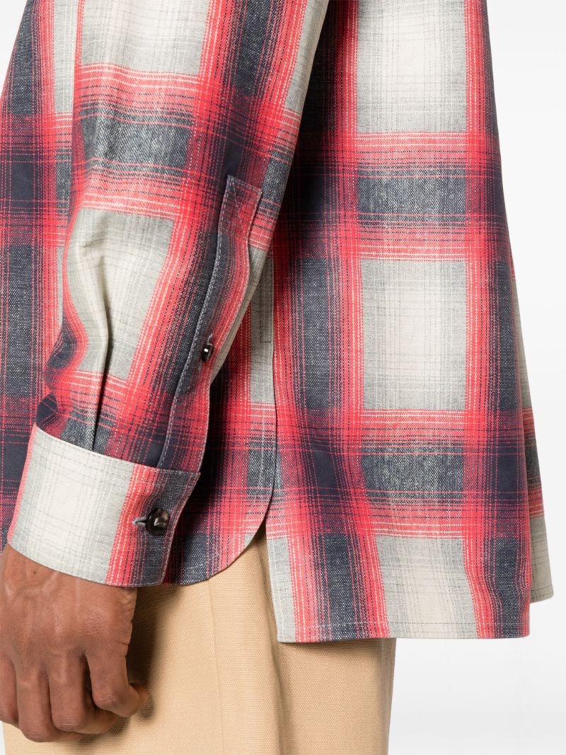Grey Plaid-check Leather Shirt