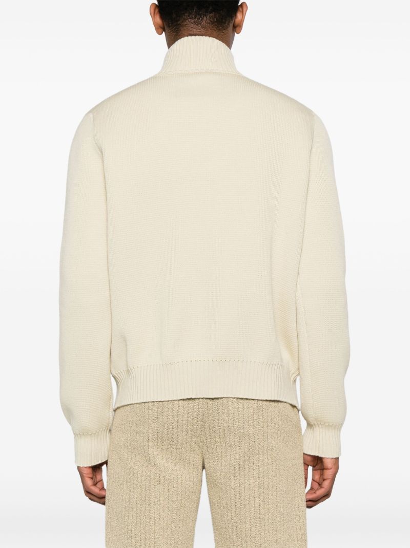 Beige Half-zip Wool Jumper