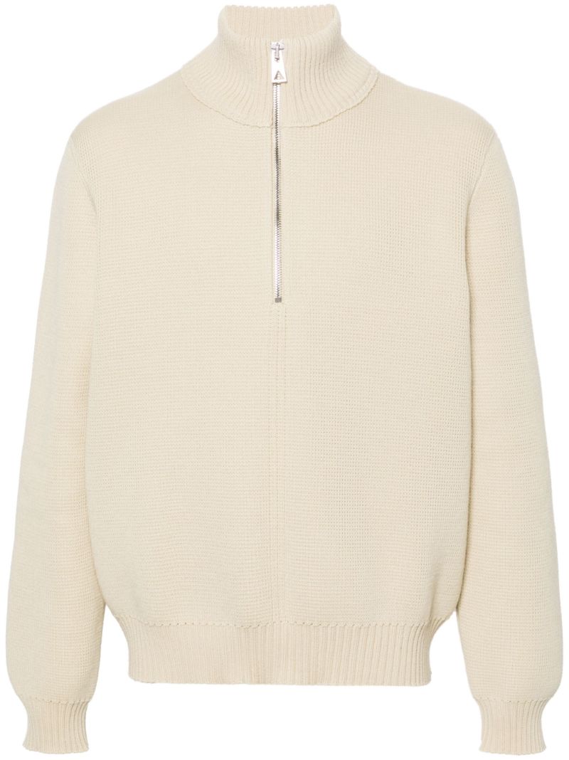 Beige Half-zip Wool Jumper