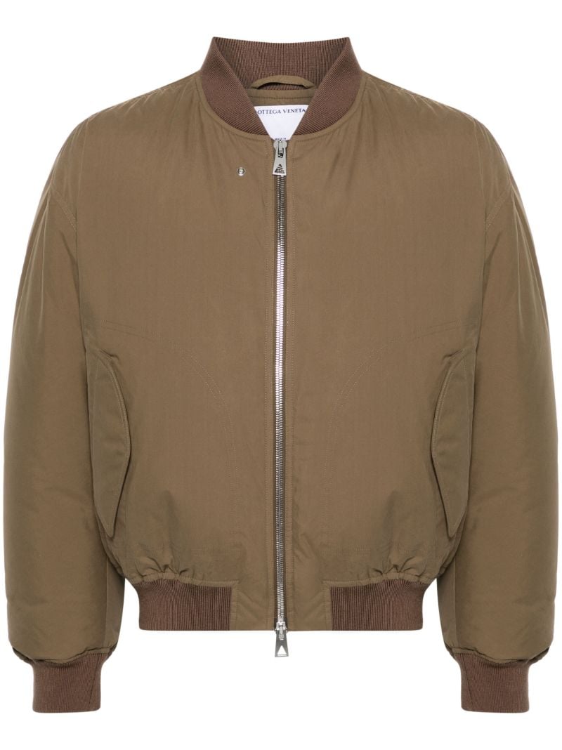 Brown Zip-up Cotton Bomber Jacket