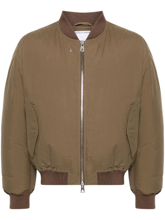 Brown Zip-up Cotton Bomber Jacket