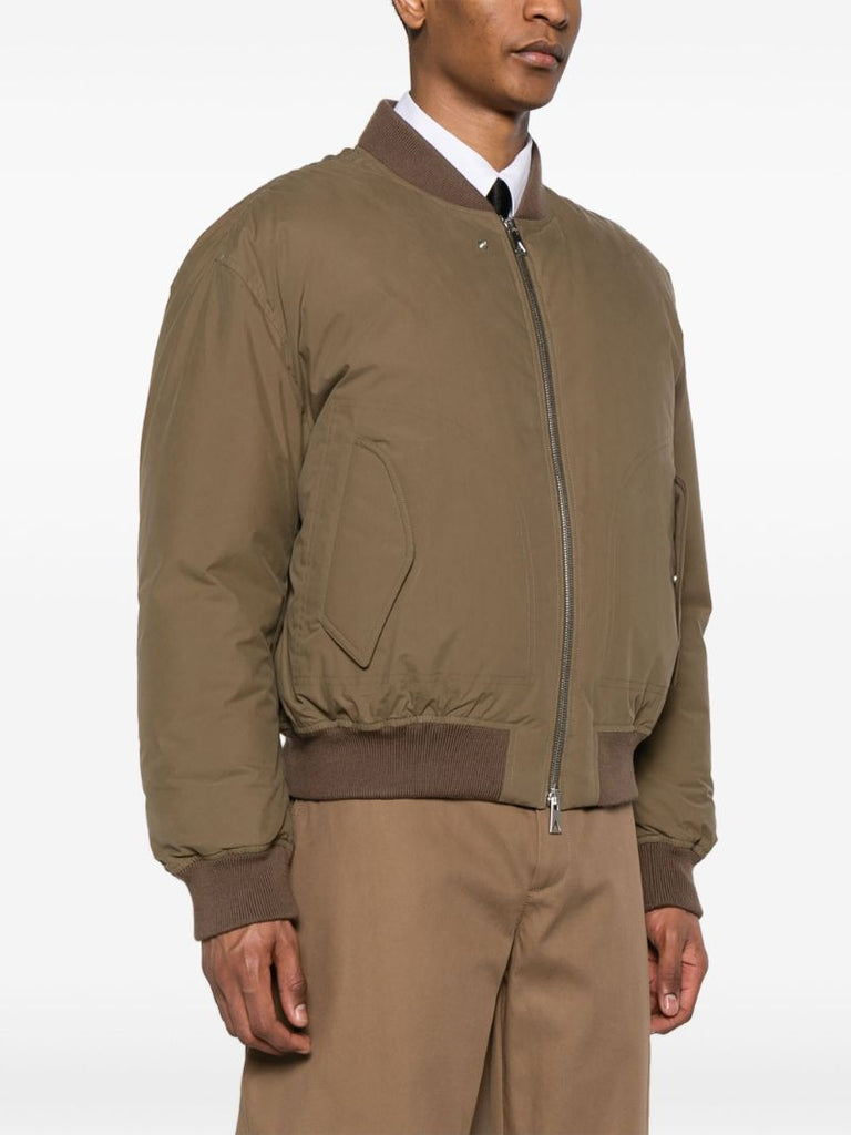Brown Zip-up Cotton Bomber Jacket