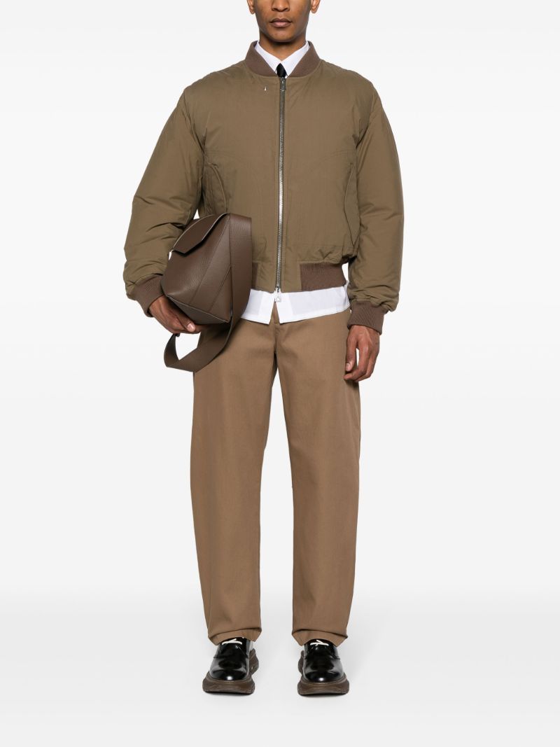 Brown Zip-up Cotton Bomber Jacket