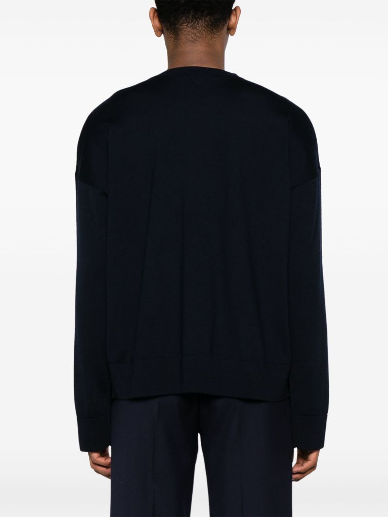 Blue Crew-neck Wool Jumper
