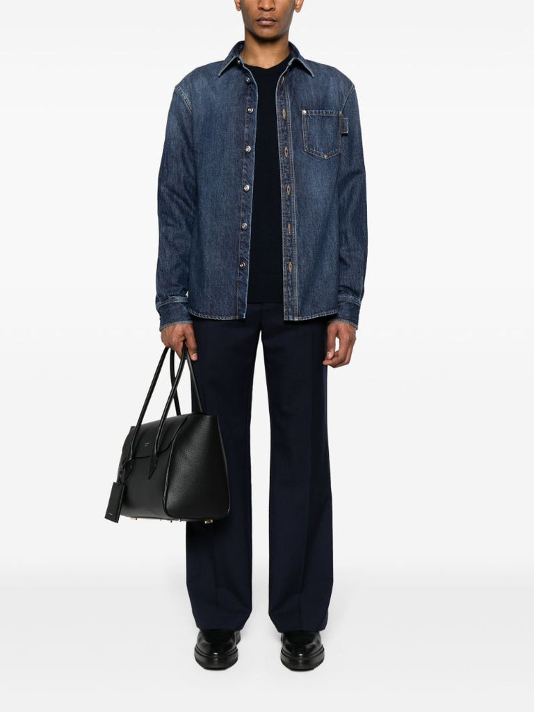 Blue Crew-neck Wool Jumper