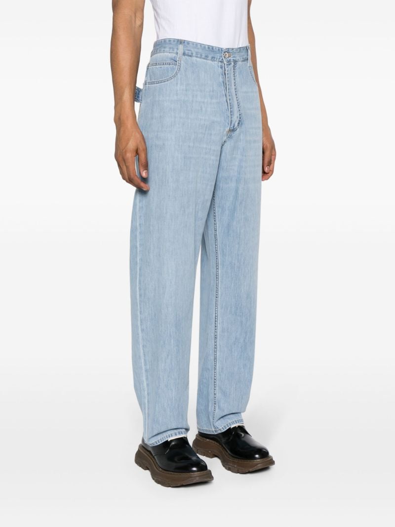 Blue Mid-rise Wide-leg Jeans