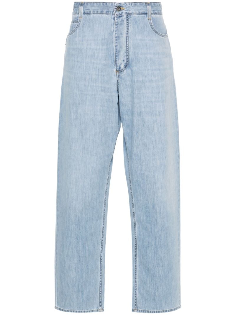 Blue Mid-rise Wide-leg Jeans