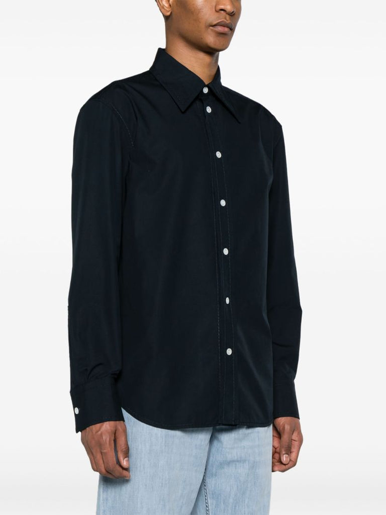 Blue Compact Button-up Cotton Shirt