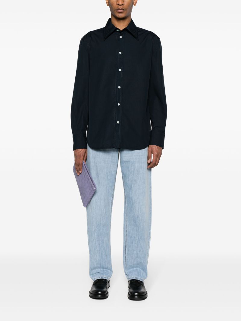 Blue Compact Button-up Cotton Shirt