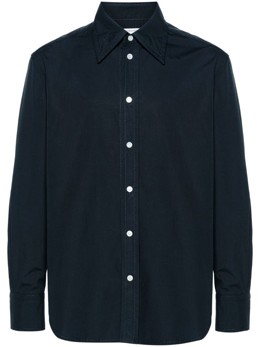 Blue Compact Button-up Cotton Shirt