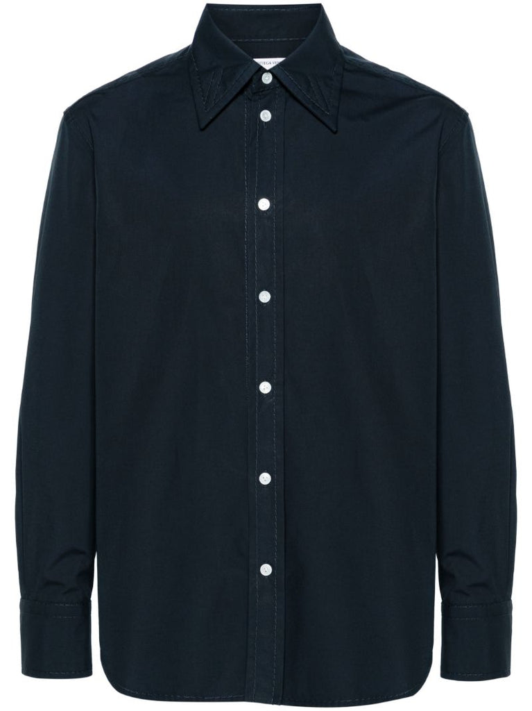 Blue Compact Button-up Cotton Shirt
