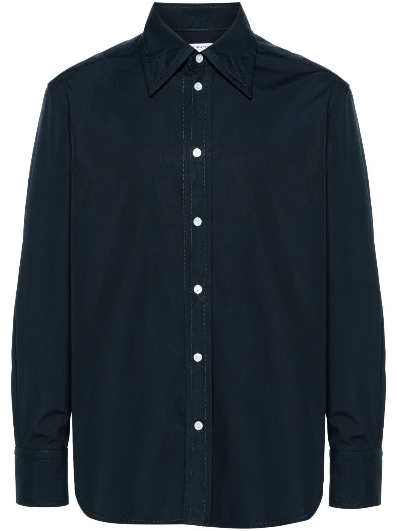 Blue Compact Button-up Cotton Shirt