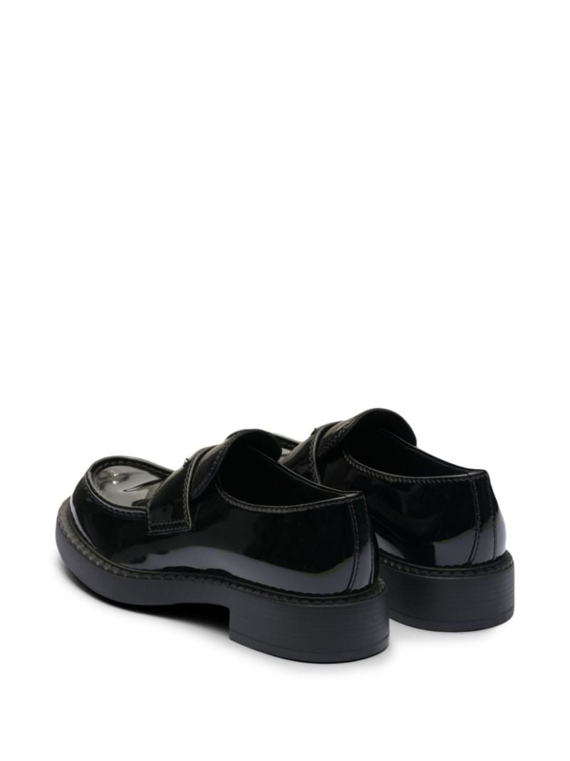 Black Triangle Logo Leather Loafers