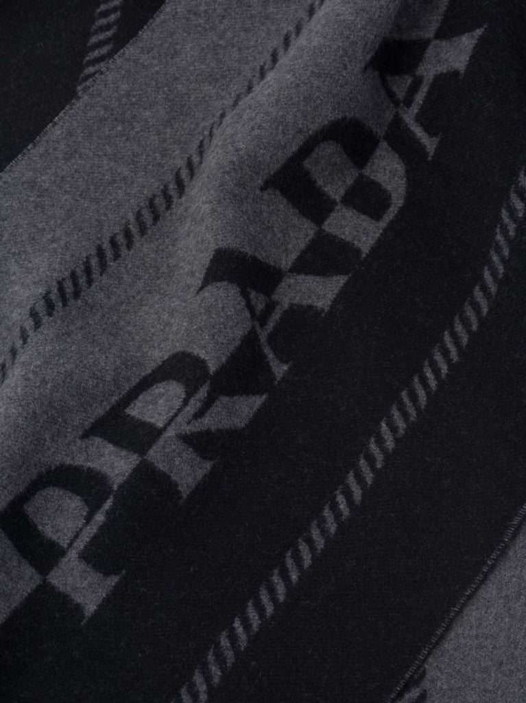 Black Intarsia Logo Wool Scarf