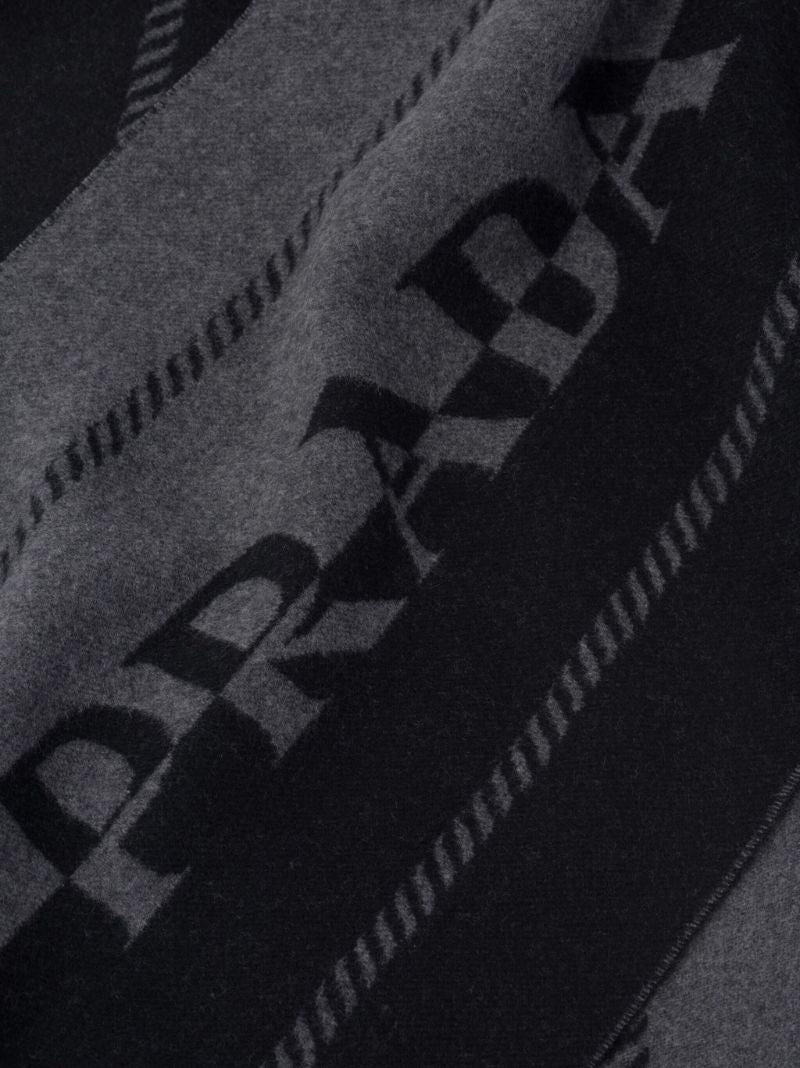 Black Intarsia Logo Wool Scarf