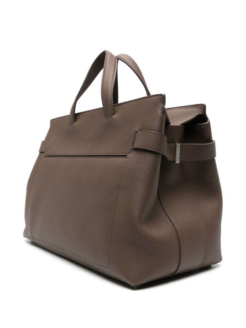 Brown Grained-leather Tote Bag