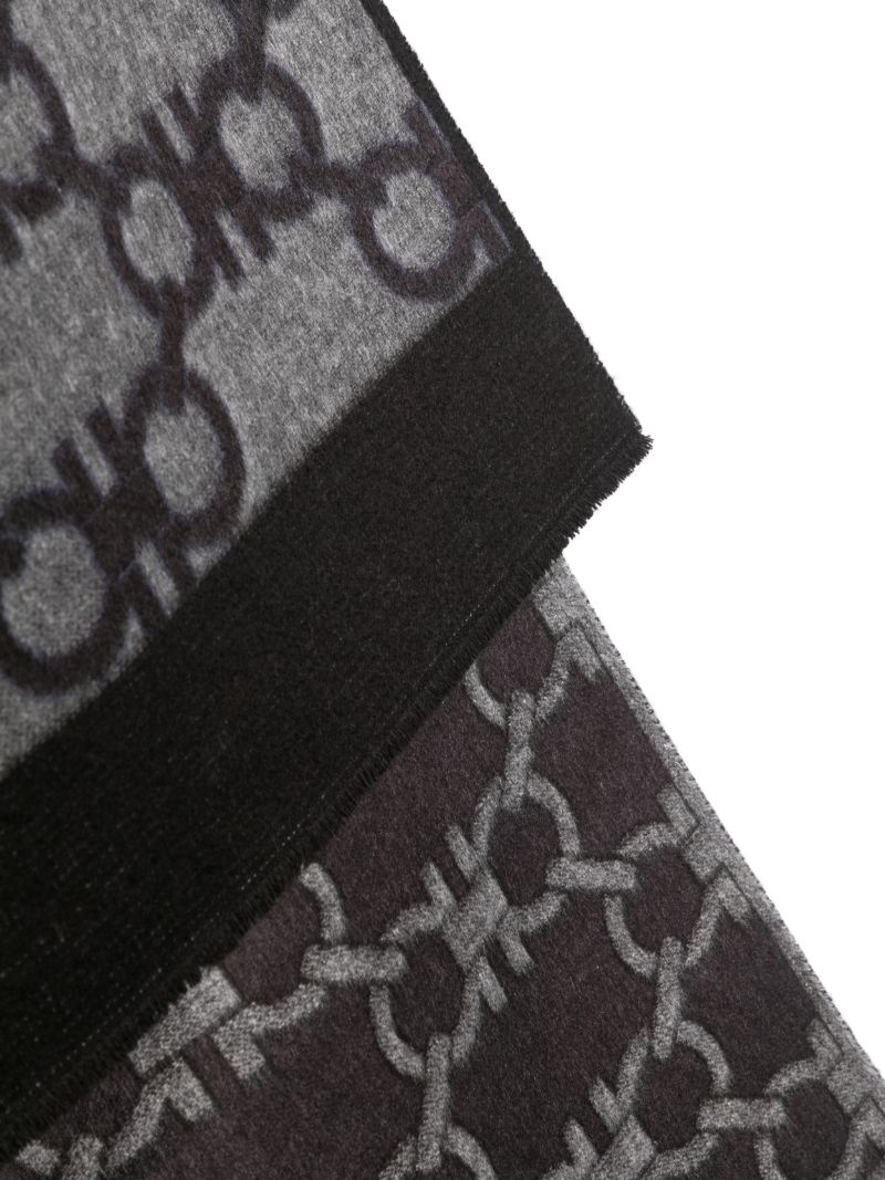 Grey Gancini-jacquard Silk-cashmere Scarf