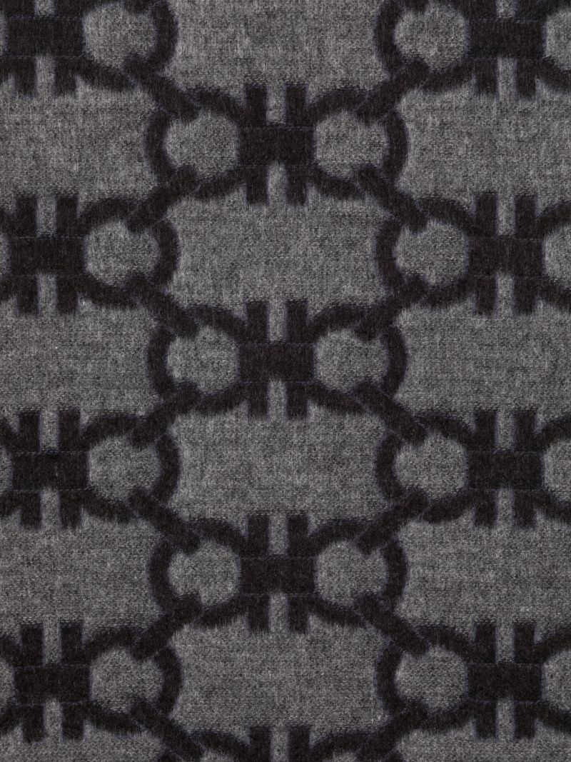 Grey Gancini-jacquard Silk-cashmere Scarf