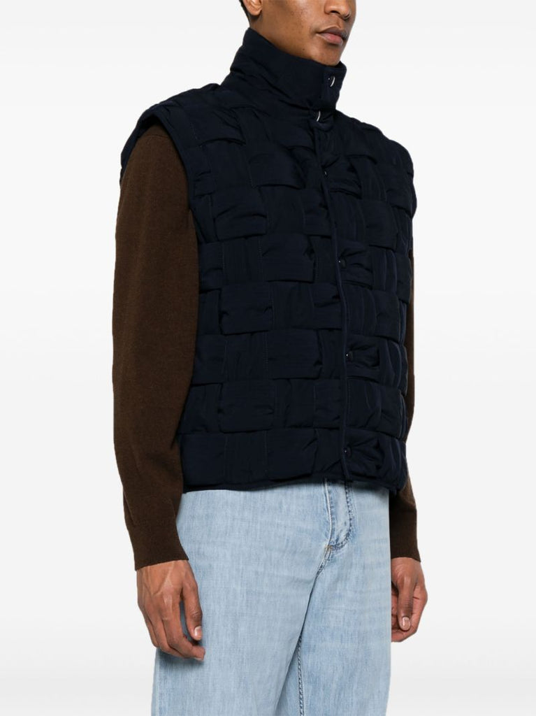 Blue Maxi Intrecciato Quilted Gilet