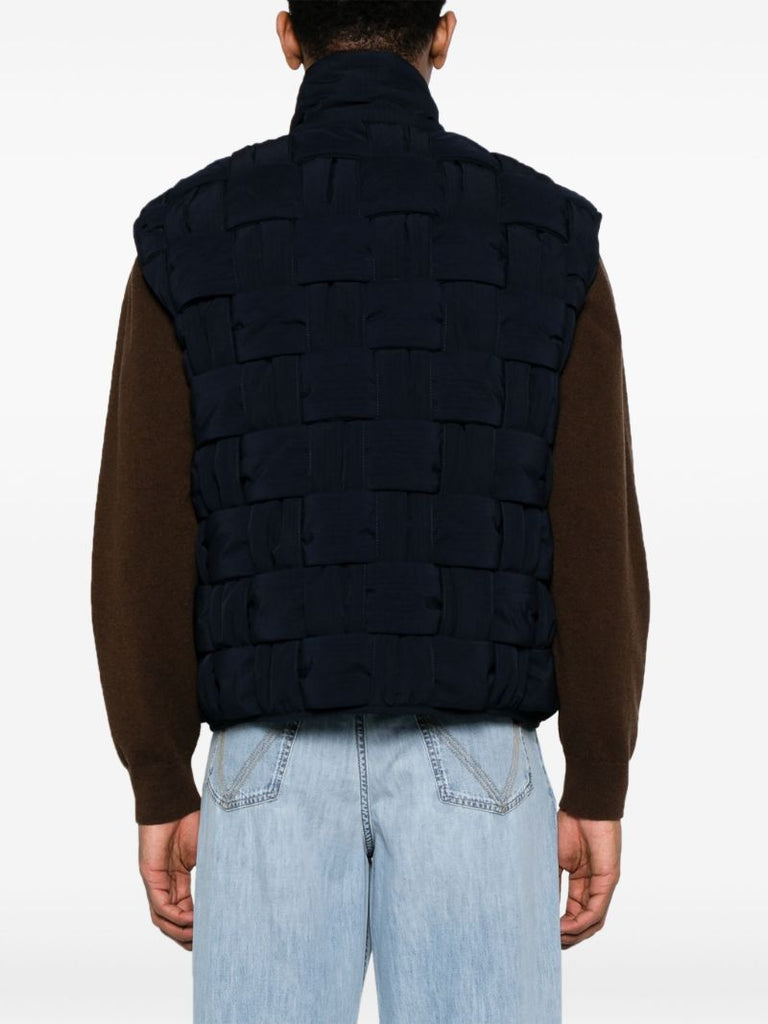 Blue Maxi Intrecciato Quilted Gilet