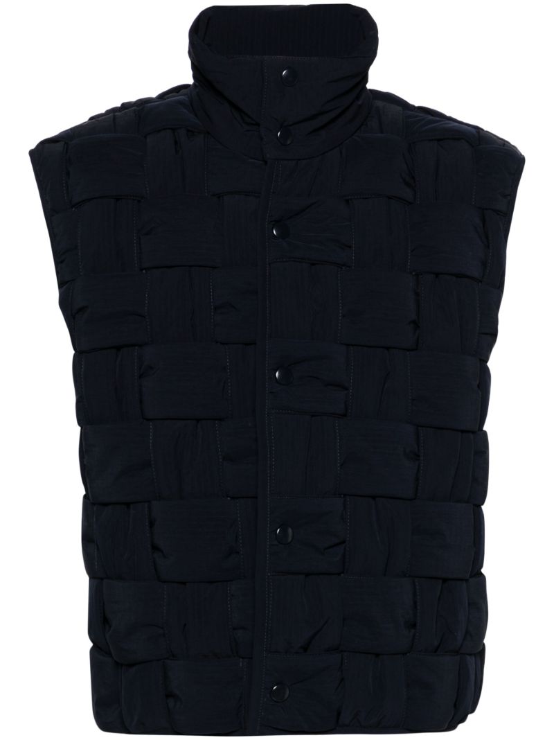 Blue Maxi Intrecciato Quilted Gilet