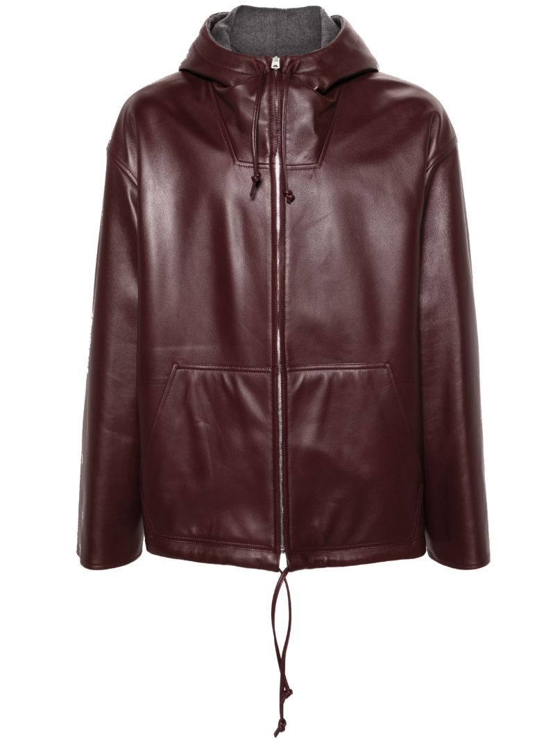 Red Hooded Leather Jacket