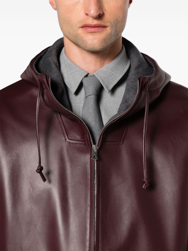 Red Hooded Leather Jacket