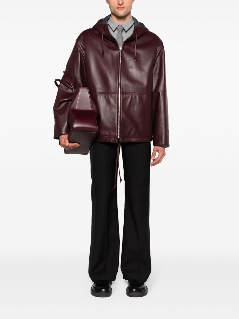 Red Hooded Leather Jacket