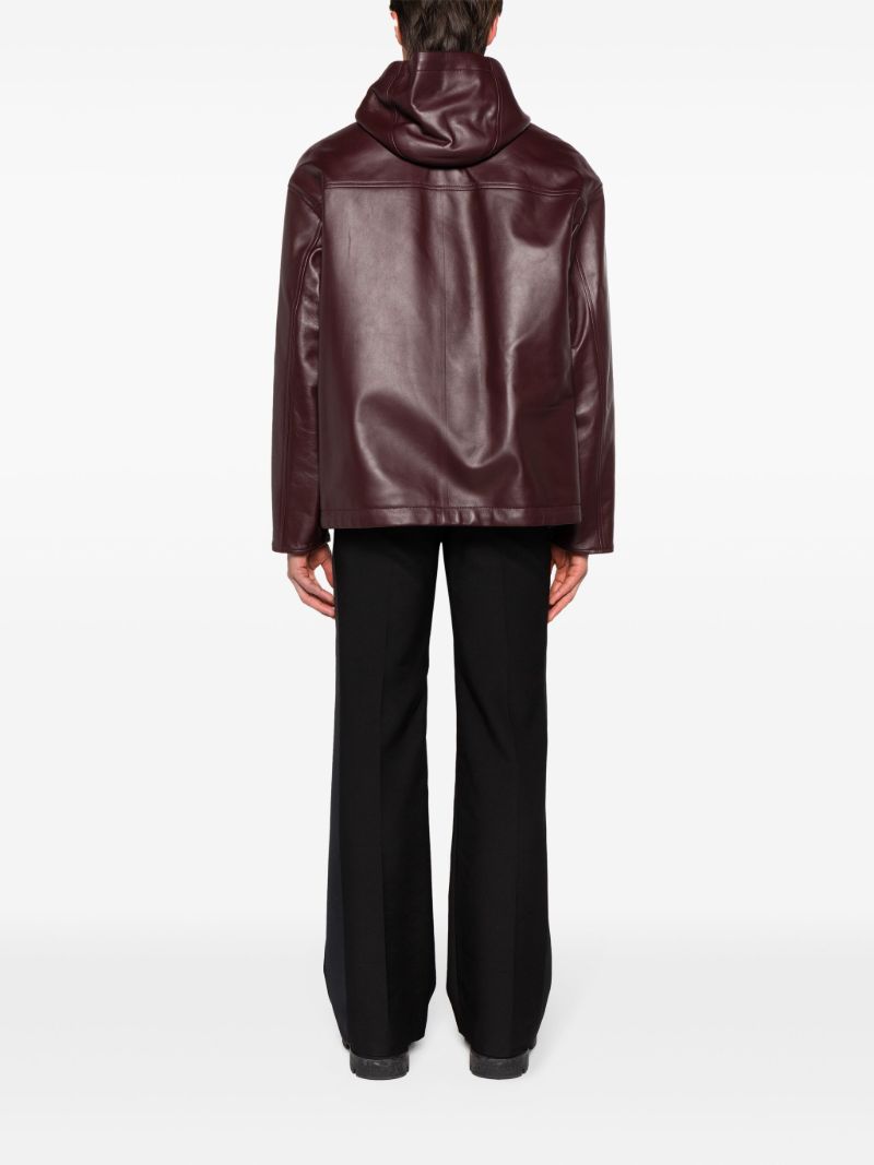 Red Hooded Leather Jacket