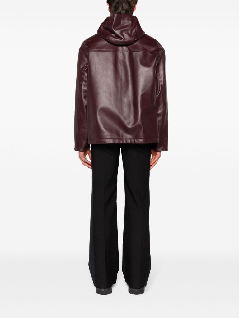 Red Hooded Leather Jacket